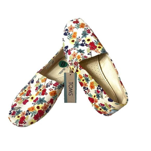 Toms Shoes - TOMS Shoes Women Size 8 Slip On Comfort Casual Flat Floral Multicolor Fabric New